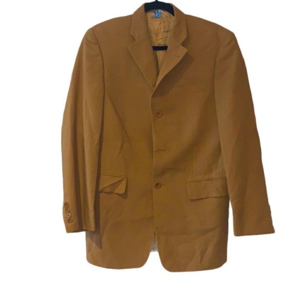 𝅺orvieto sand Notch Lapel Suit Modern slim fit wool linen blazer size 38R